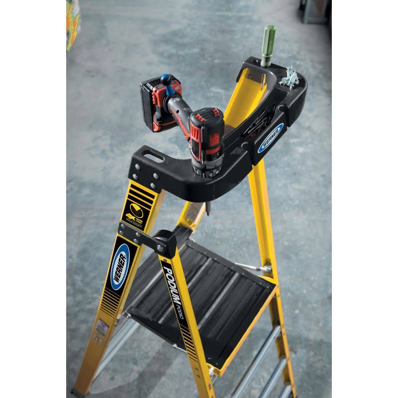 Werner Podium 8-ft Fiberglass 375-lb Type IAA Step Ladder PD7308 - Image 4