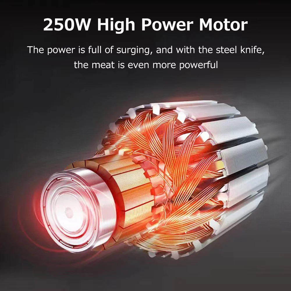 Homgeek Electric Meat Grinder – 2L Large Capacity, Stainless Steel, 2 Speed Settings, 250W High Power – Ideal Kitchen Cooker Blender for Household Use - Image 6