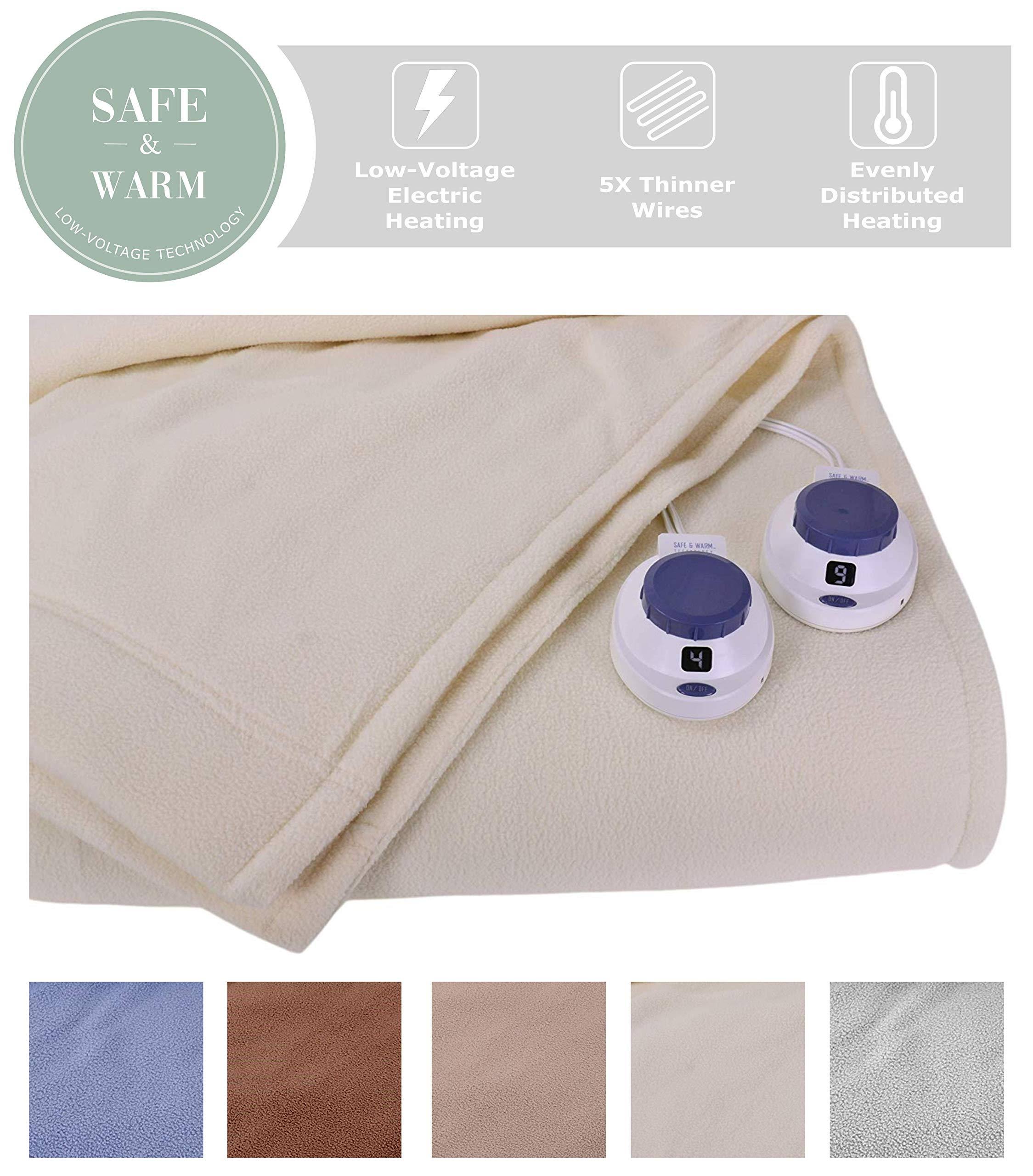 SoftHeat by Perfect Fit | Luxury Micro-Fleece Low-Voltage Electric Heated Blanket (King, Natural)