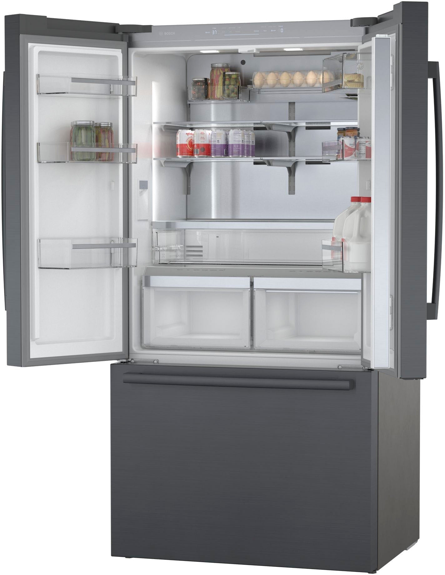 Bosch – 800 Series 21 Cu. Ft. French Door Counter-Depth Smart Refrigerator – Black stainless steel - Image 18