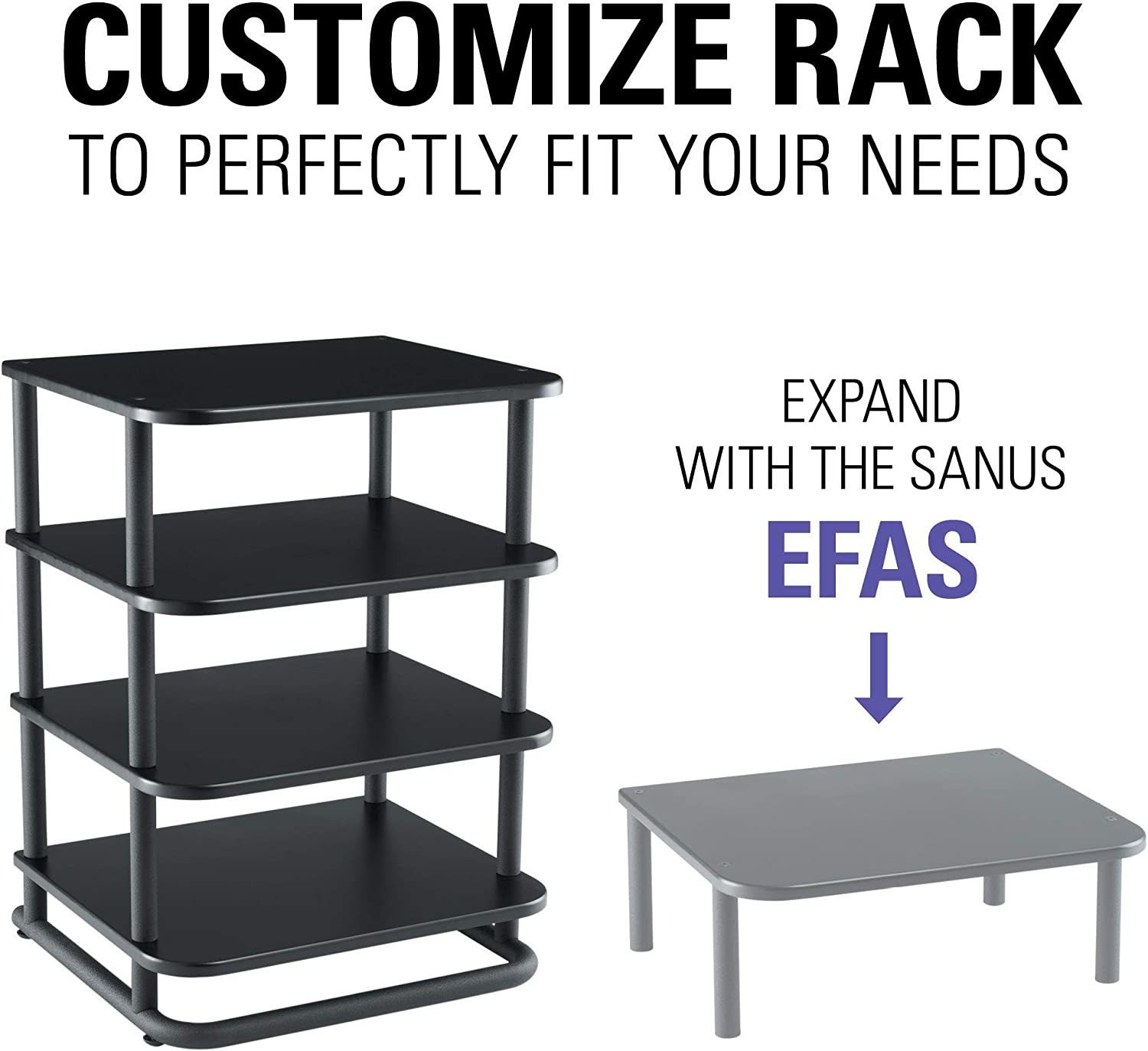 Sanus AV Media Stand with Built-in Cable Mangement & Adjustable Feet – Heavy Duty Design Holds 400lbs of Audio/Video Components – Features Simple 15-Minute Install & Includes All Hardware - Image 9