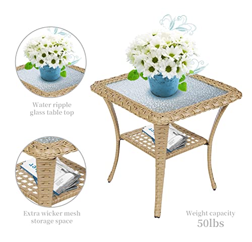 Patio Wicker Chairs Swivel Rocker – Outdoor Swivel Rocking Chairs Set of 2 with Rattan Side Table, Patio Swivel Glider Chair 3 Piece Patio Furniture Sets for Deck Porch Pool Brown/Blue - Image 226