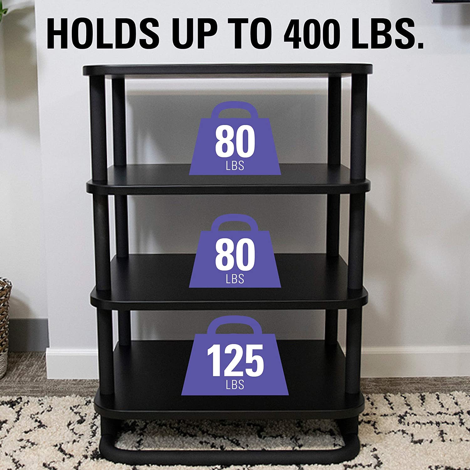 Sanus AV Media Stand with Built-in Cable Mangement & Adjustable Feet – Heavy Duty Design Holds 400lbs of Audio/Video Components – Features Simple 15-Minute Install & Includes All Hardware - Image 3