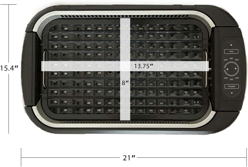 Power XL Smokeless Electric Indoor Removable Grill and Griddle Plates, Nonstick Cooking Surfaces, Glass Lid, 1500 Watt, 21X 15.4X 8.1, black - Image 4