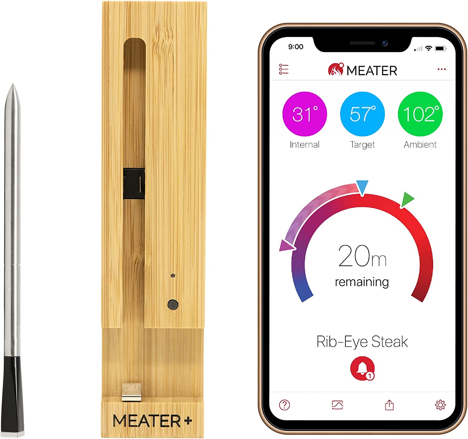 MEATER Plus | Smart Meat Thermometer with Bluetooth | 165ft Wireless Range | for The Oven?? Grill?? Kitchen?? BBQ?? Smoker?? Rotisserie